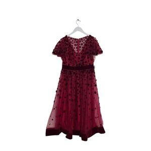 Mac Duggal 67854 Floral Embellished Butterfly Sleeve Velvet Hem Dress Size 10